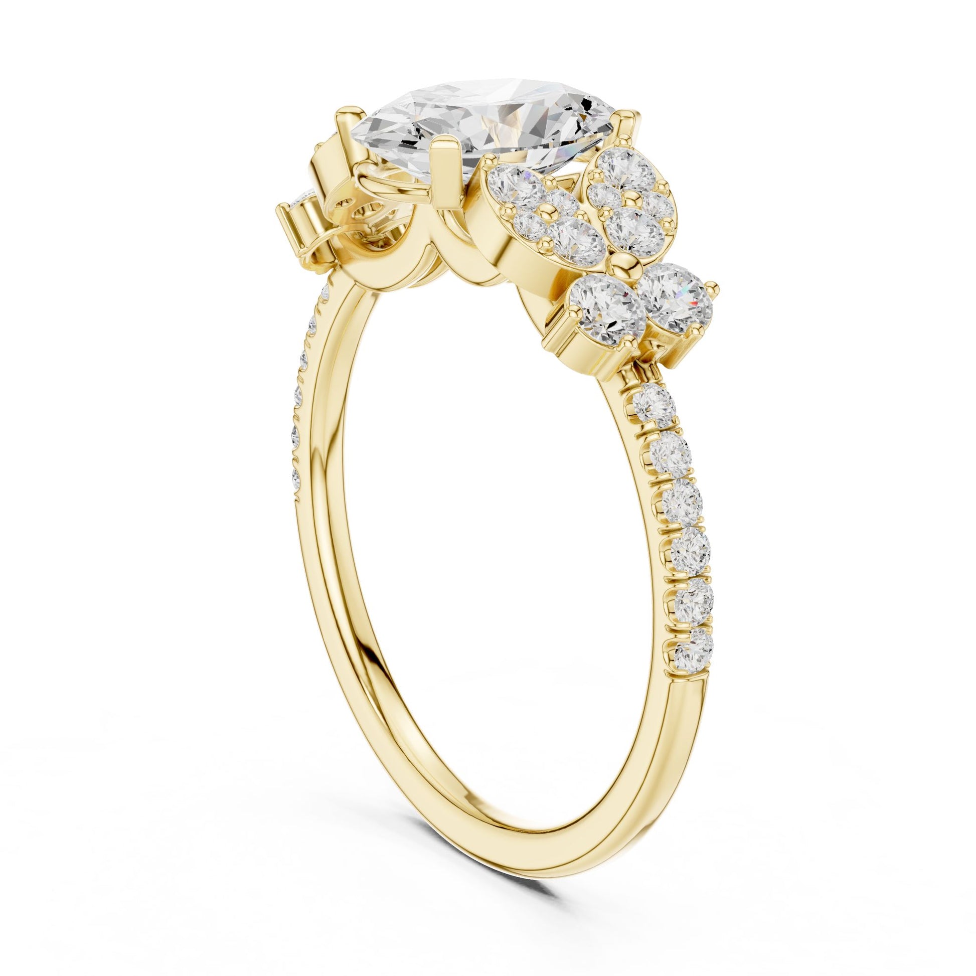 Oval Lab Grown Diamond Side-Stone Engagement Ring
