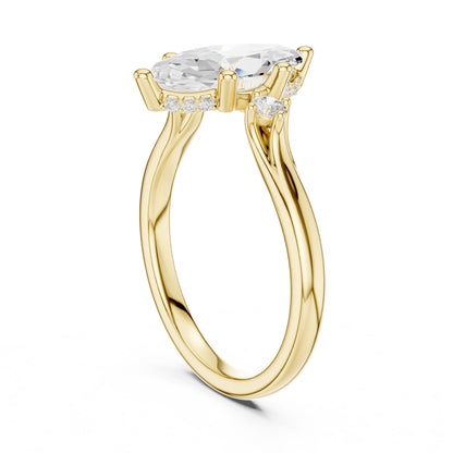 Oval Lab Grown Diamond Side-Stone Engagement Ring