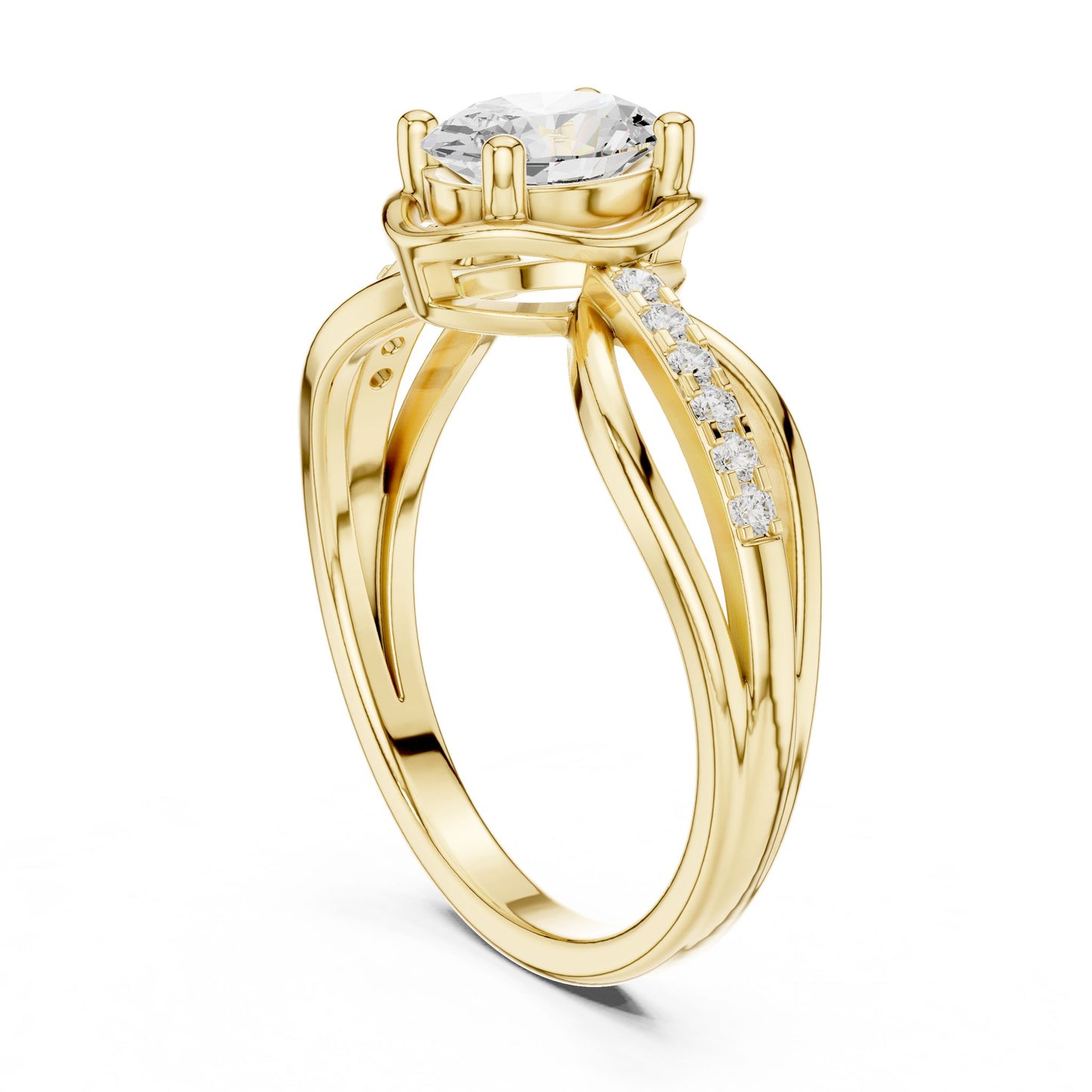 Oval Lab Grown Diamond Side-Stone Engagement Ring