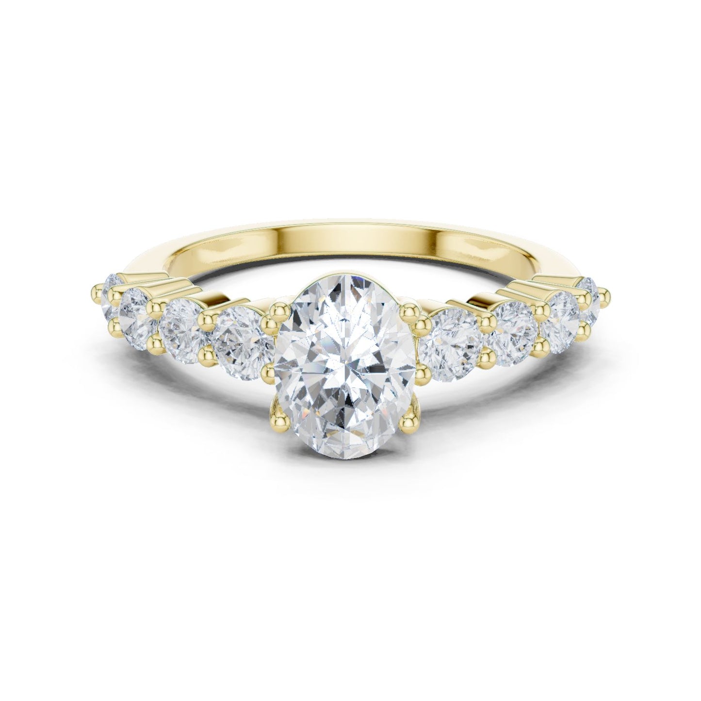 Oval Lab Grown Diamond Side-Stone Engagement Ring