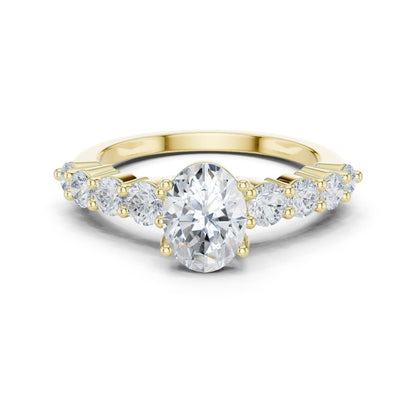Oval Lab Grown Diamond Side-Stone Engagement Ring