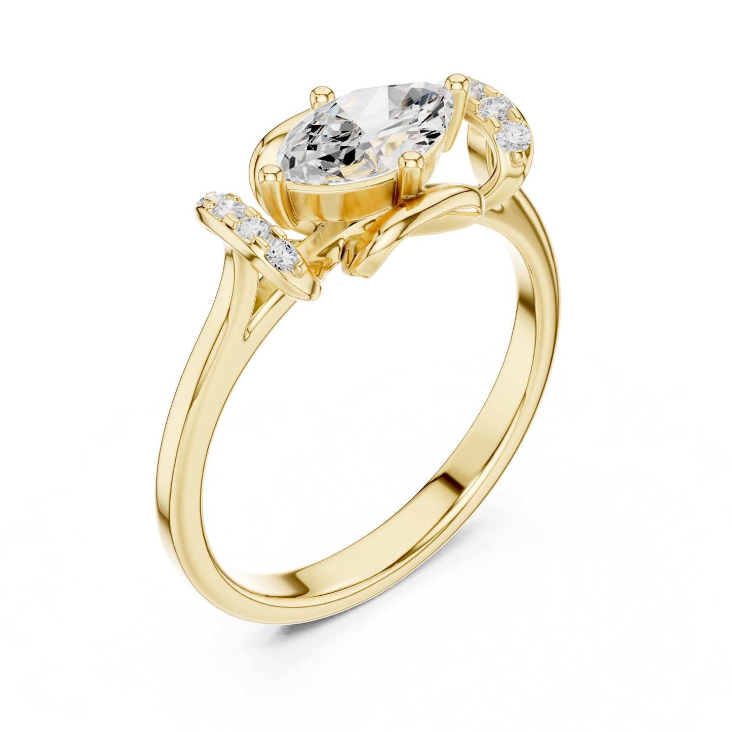 Oval Lab Grown Diamond Side-Stone Engagement Ring