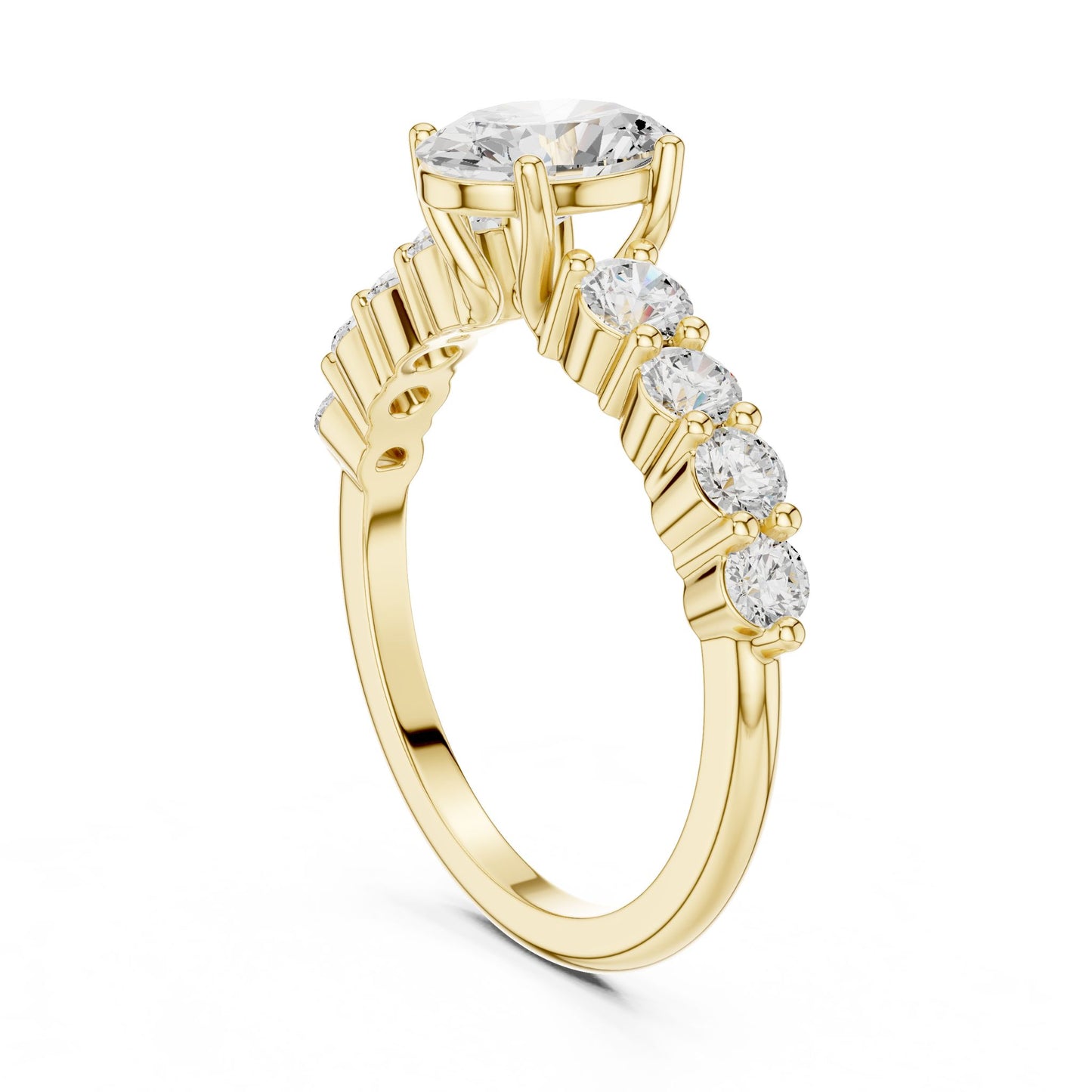 Oval Lab Grown Diamond Side-Stone Engagement Ring