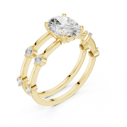 Women's Oval Lab Grown Diamond Side-Stone Ring