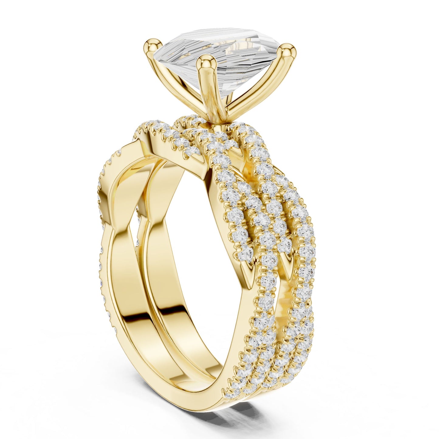 Oval Lab Grown Diamond Side-Stone Engagement Ring