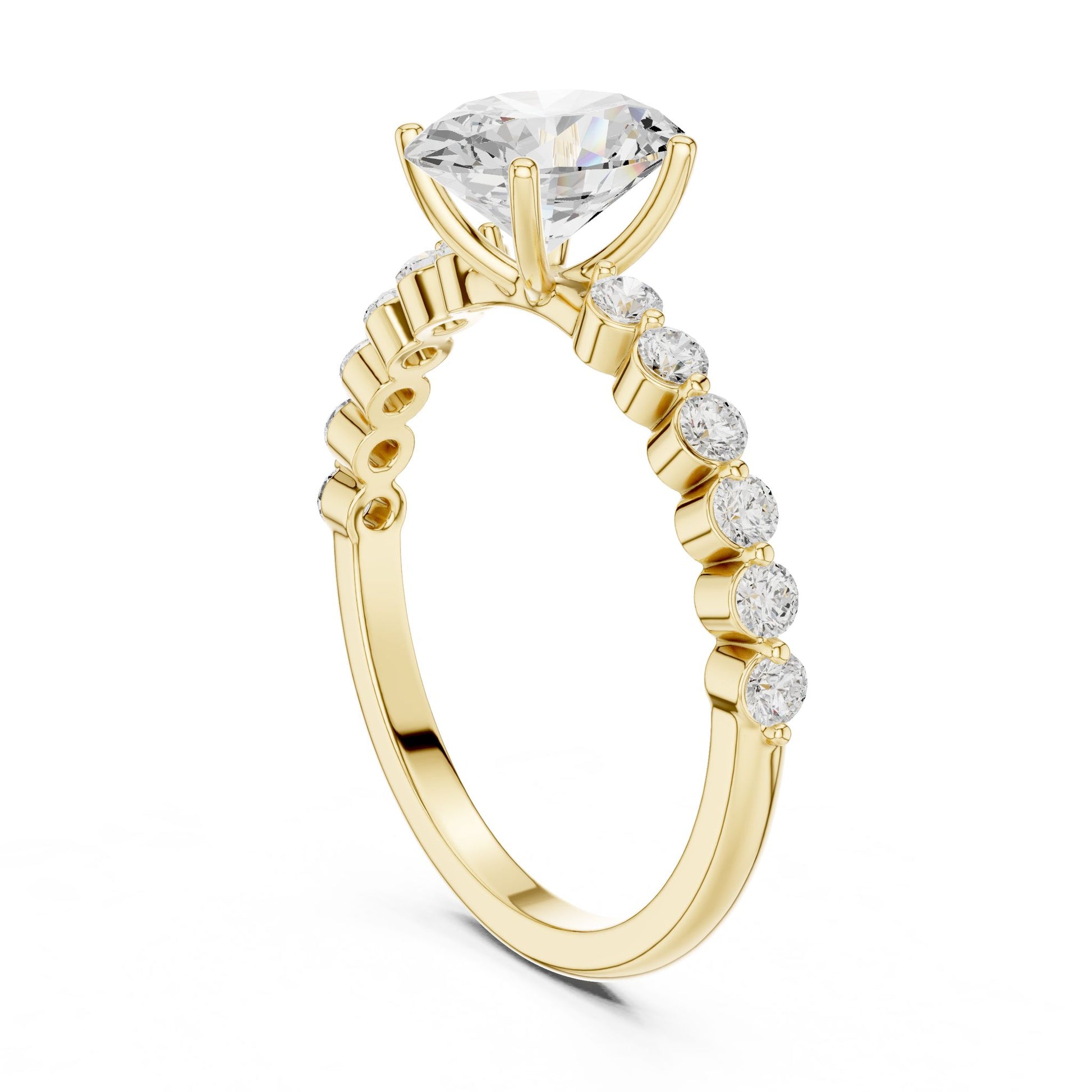 Oval Lab Grown Diamond Side-Stone Engagement Ring