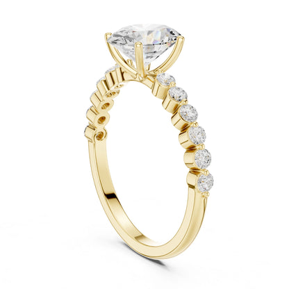 Oval Lab Grown Diamond Side-Stone Engagement Ring