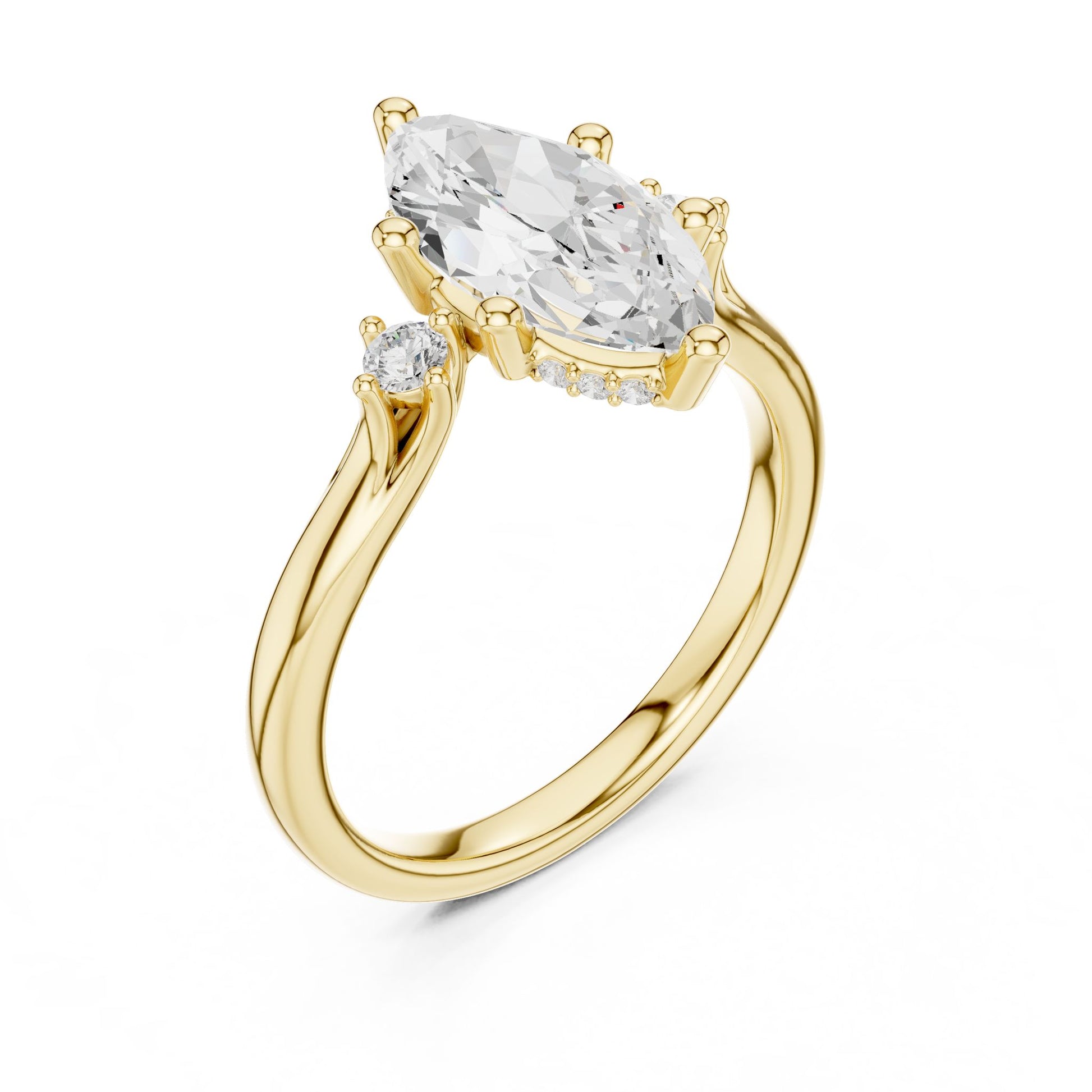 Oval Lab Grown Diamond Side-Stone Engagement Ring