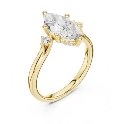 Oval Lab Grown Diamond Side-Stone Engagement Ring