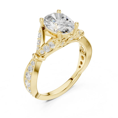 Women's Oval Lab Grown Diamond Side-Stone Ring