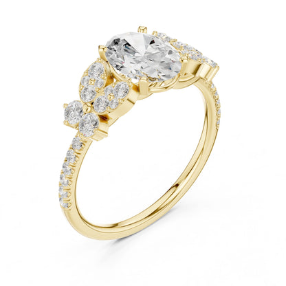 Oval Lab Grown Diamond Side-Stone Engagement Ring