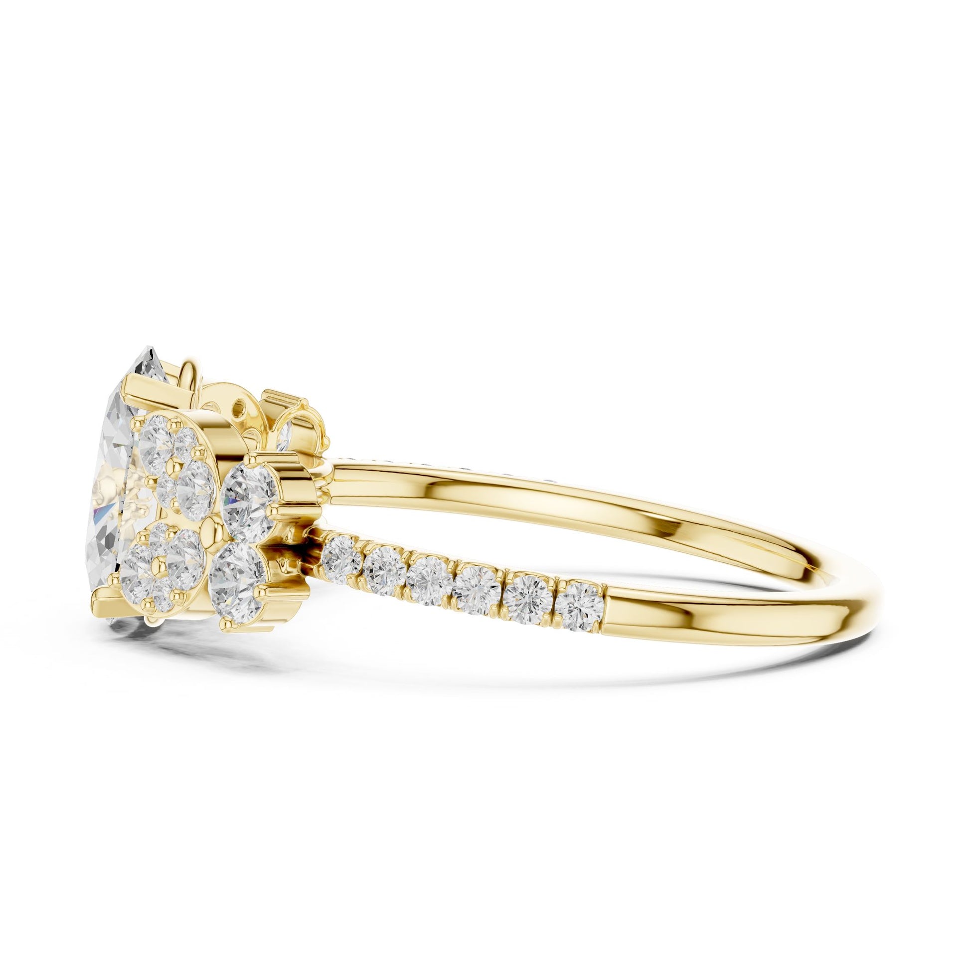 Oval Lab Grown Diamond Side-Stone Engagement Ring