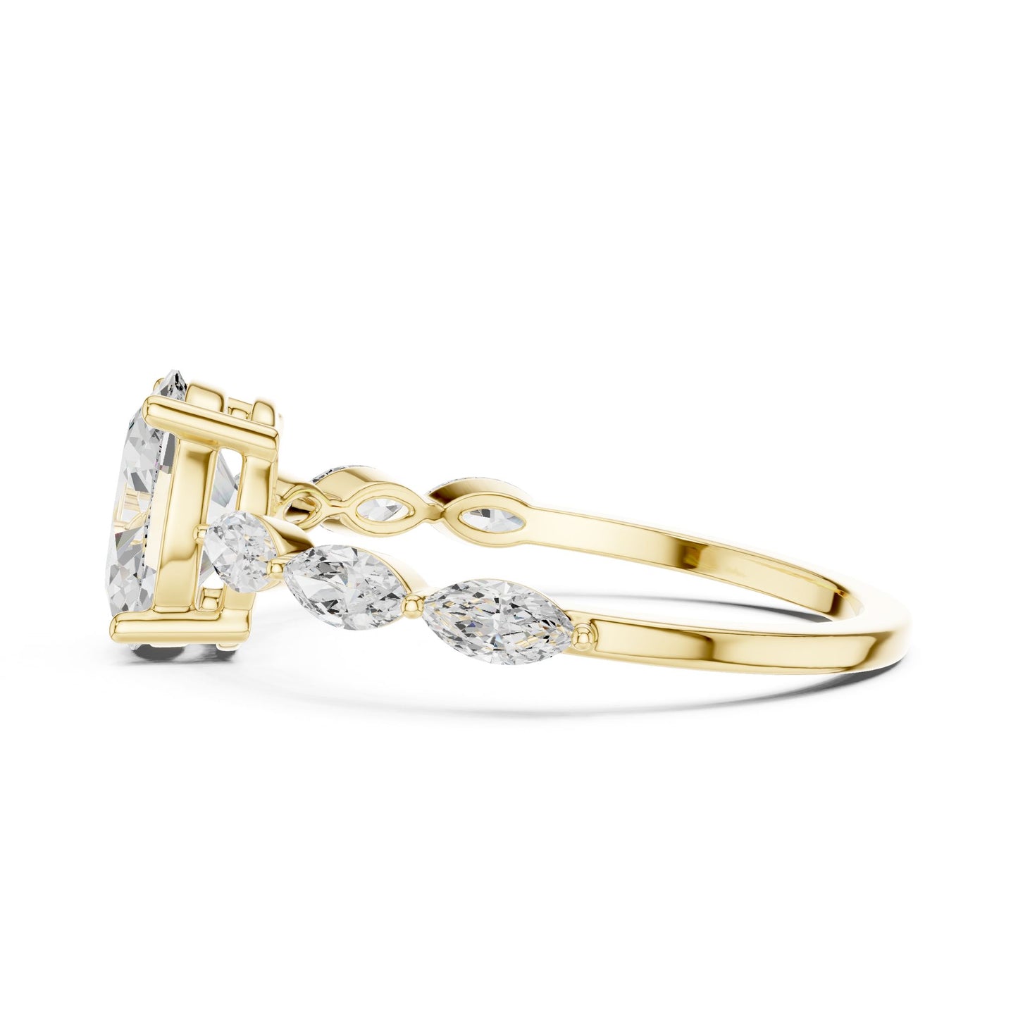 Women's Oval Lab Grown Diamond Side-Stone Ring