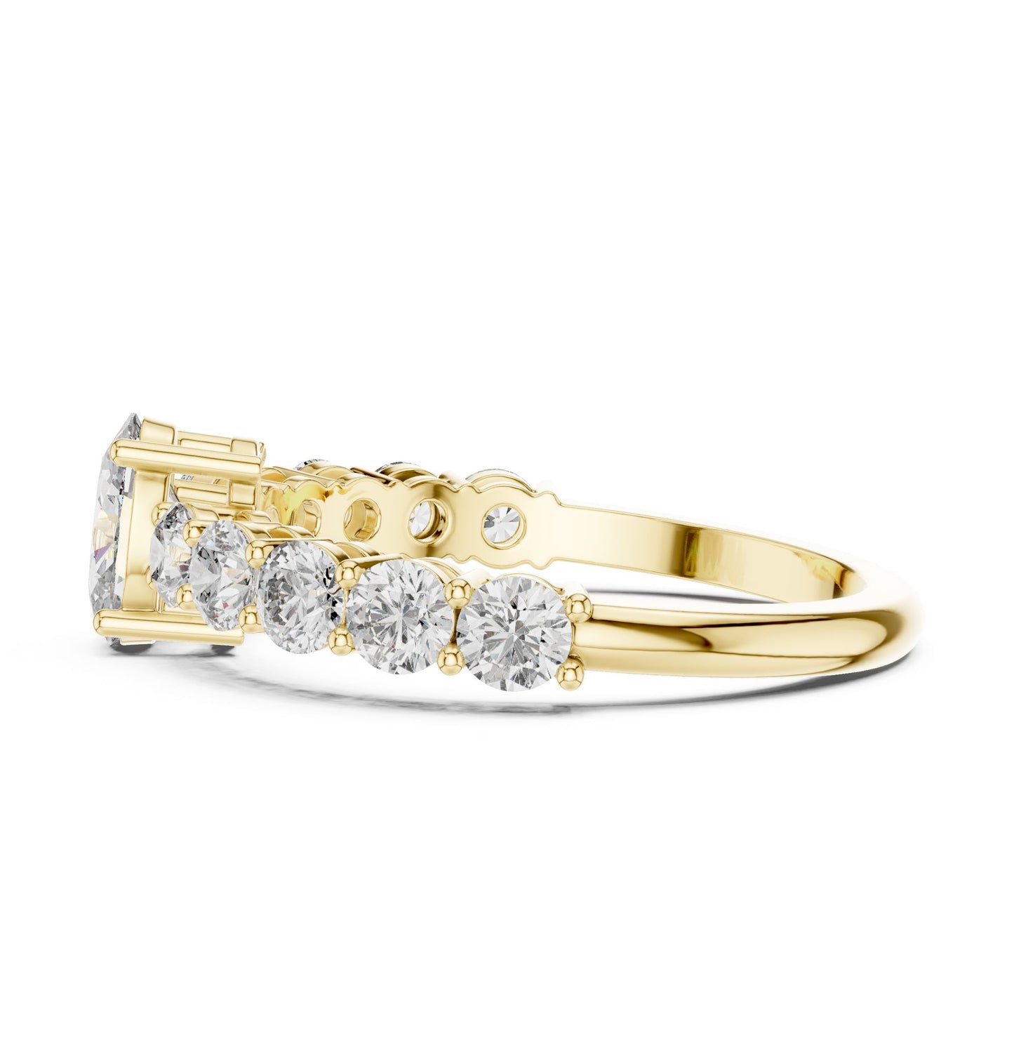 Oval Lab Grown Diamond Side-Stone Engagement Ring