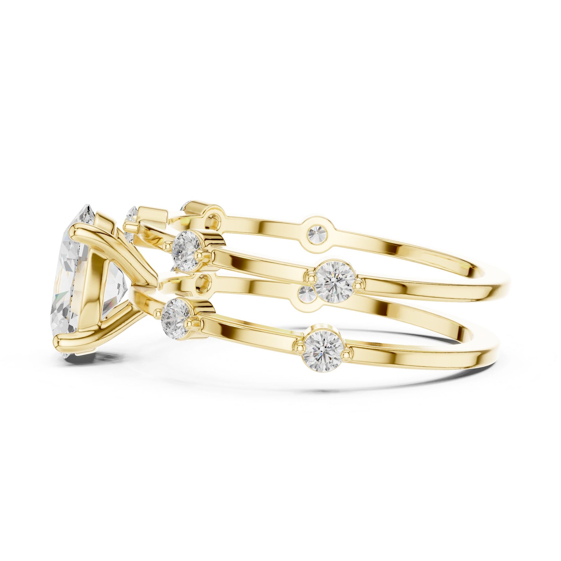 Women's Oval Lab Grown Diamond Side-Stone Ring