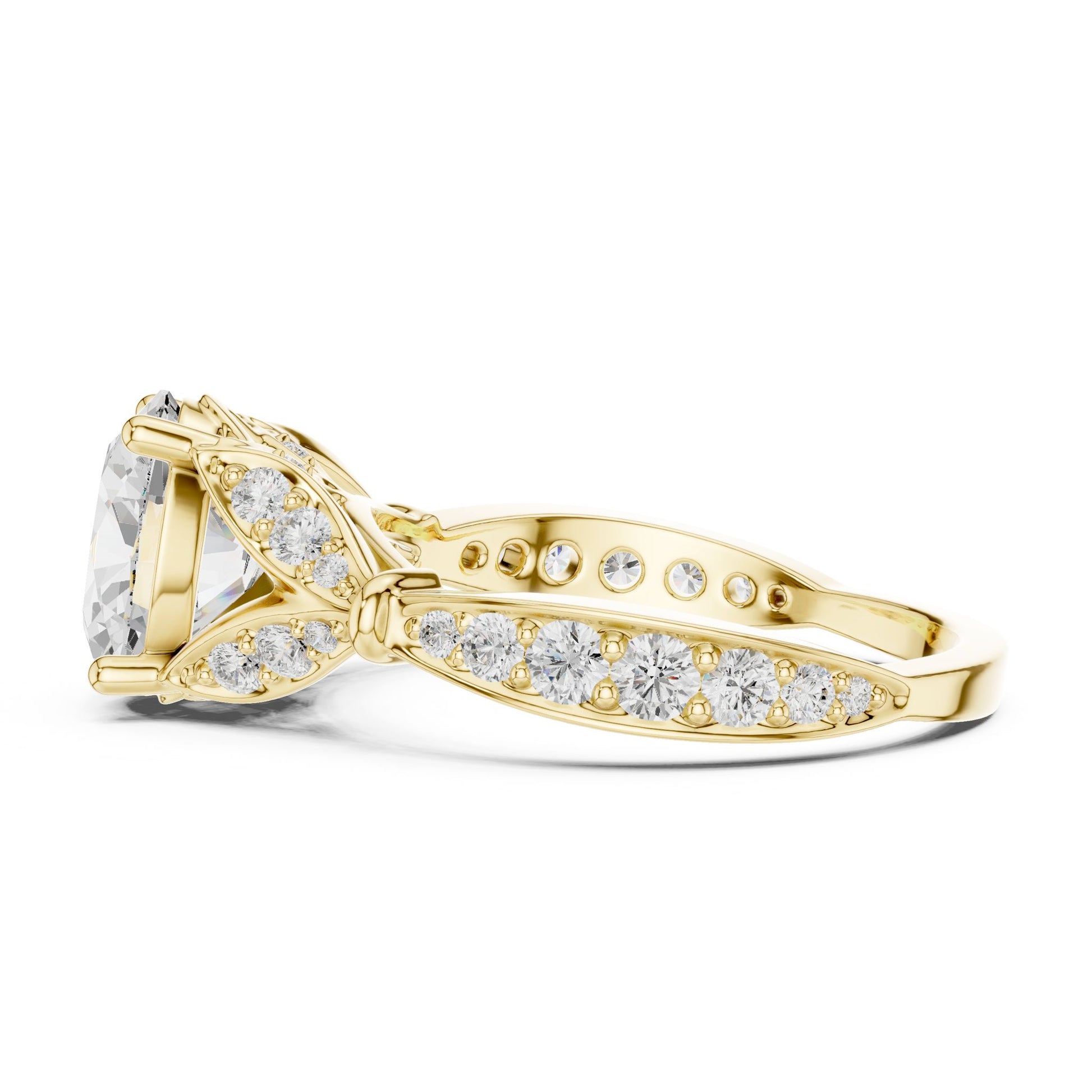 Women's Oval Lab Grown Diamond Side-Stone Ring