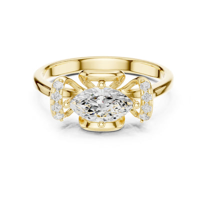 Oval Lab Grown Diamond Side-Stone Engagement Ring