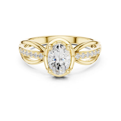 Oval Lab Grown Diamond Side-Stone Engagement Ring