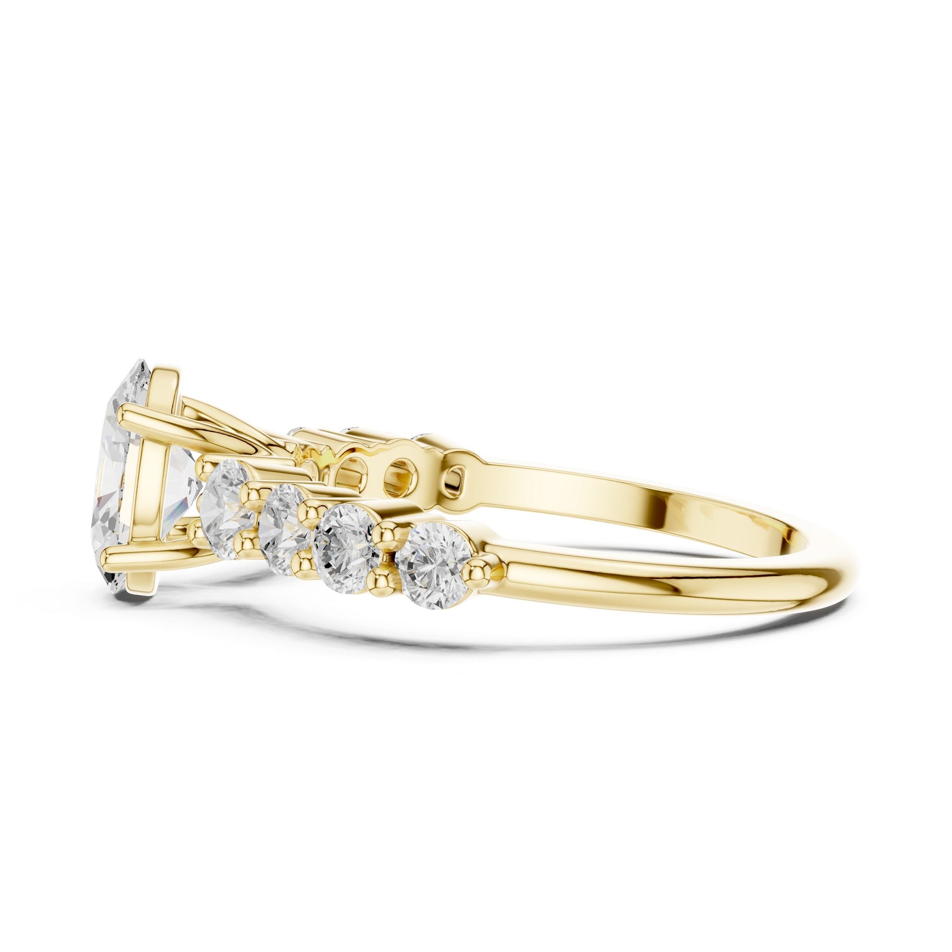 Oval Lab Grown Diamond Side-Stone Engagement Ring