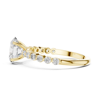 Oval Lab Grown Diamond Side-Stone Engagement Ring