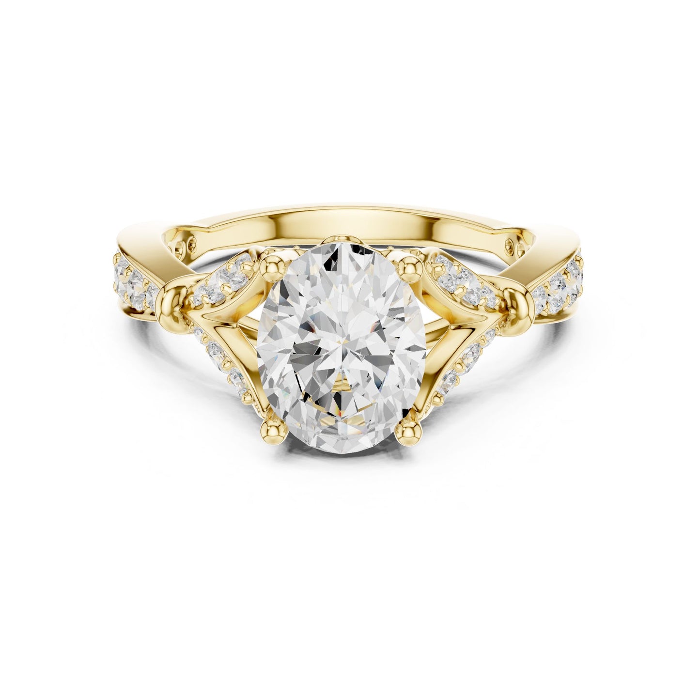 Women's Oval Lab Grown Diamond Side-Stone Ring