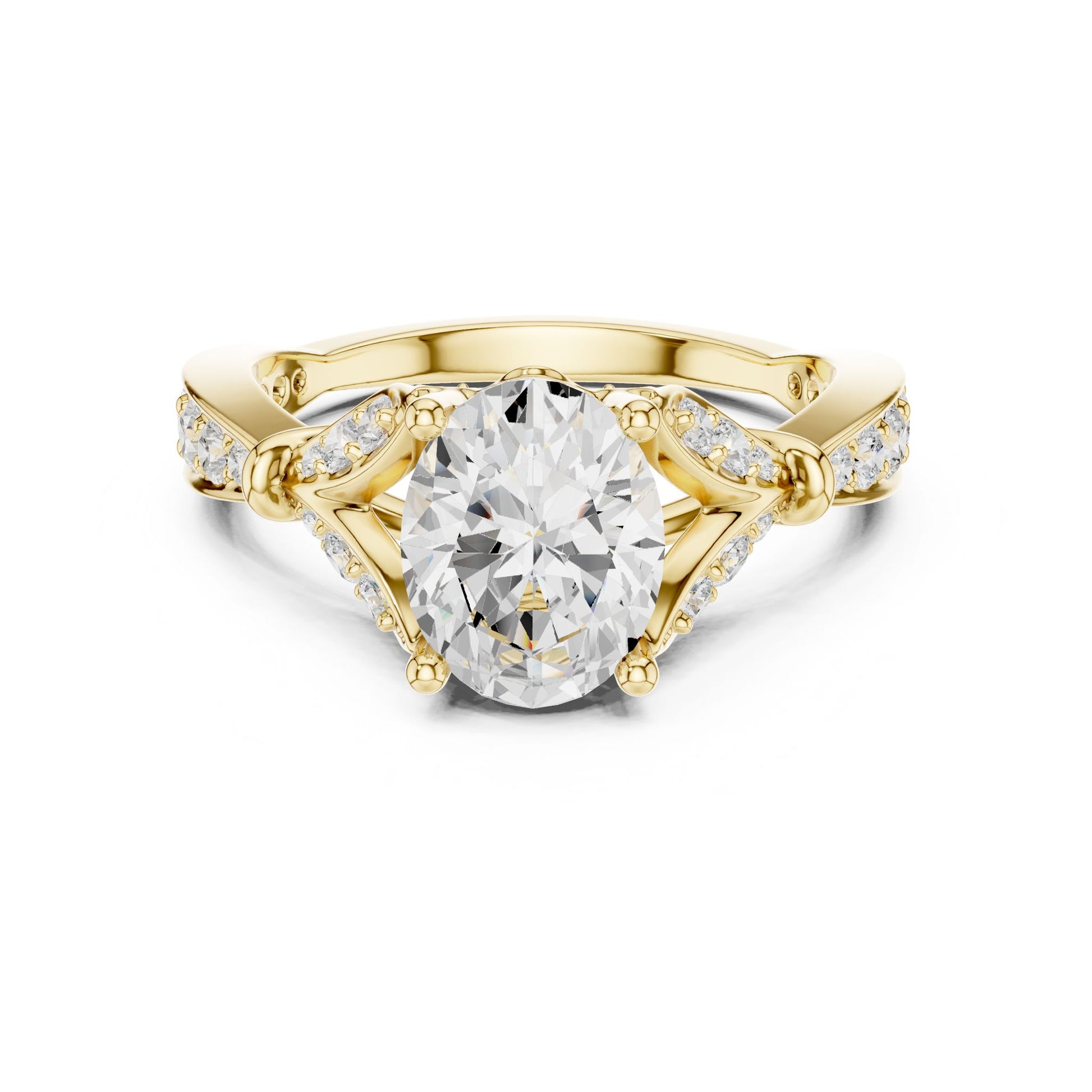 Women's Oval Lab Grown Diamond Side-Stone Ring