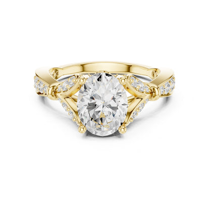 Women's Oval Lab Grown Diamond Side-Stone Ring