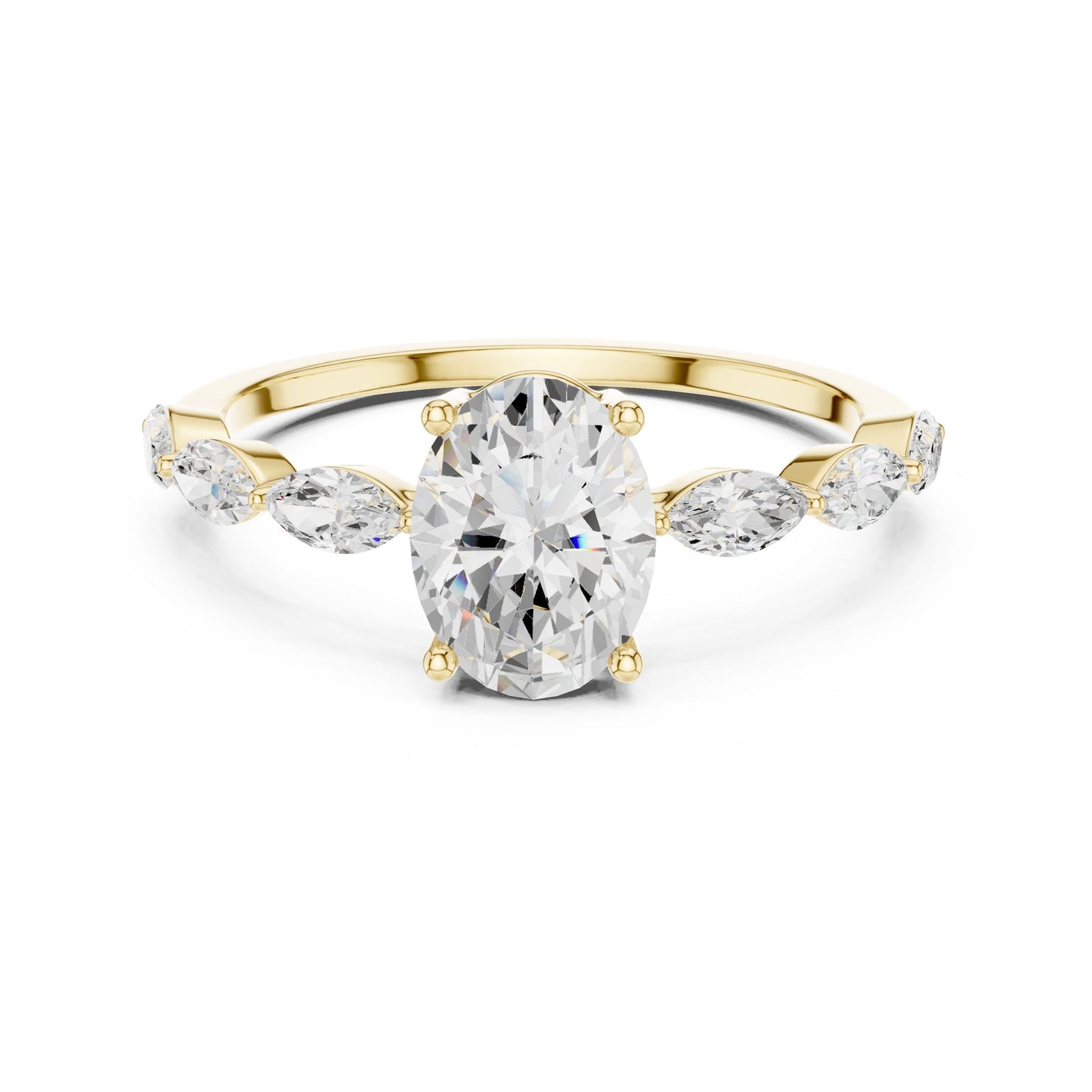 Women's Oval Lab Grown Diamond Side-Stone Ring