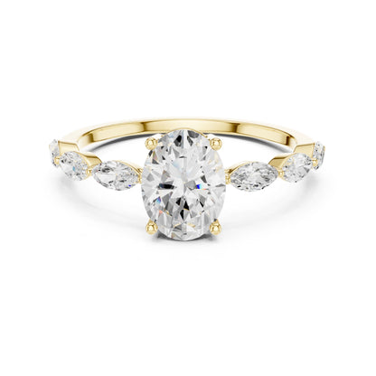 Women's Oval Lab Grown Diamond Side-Stone Ring