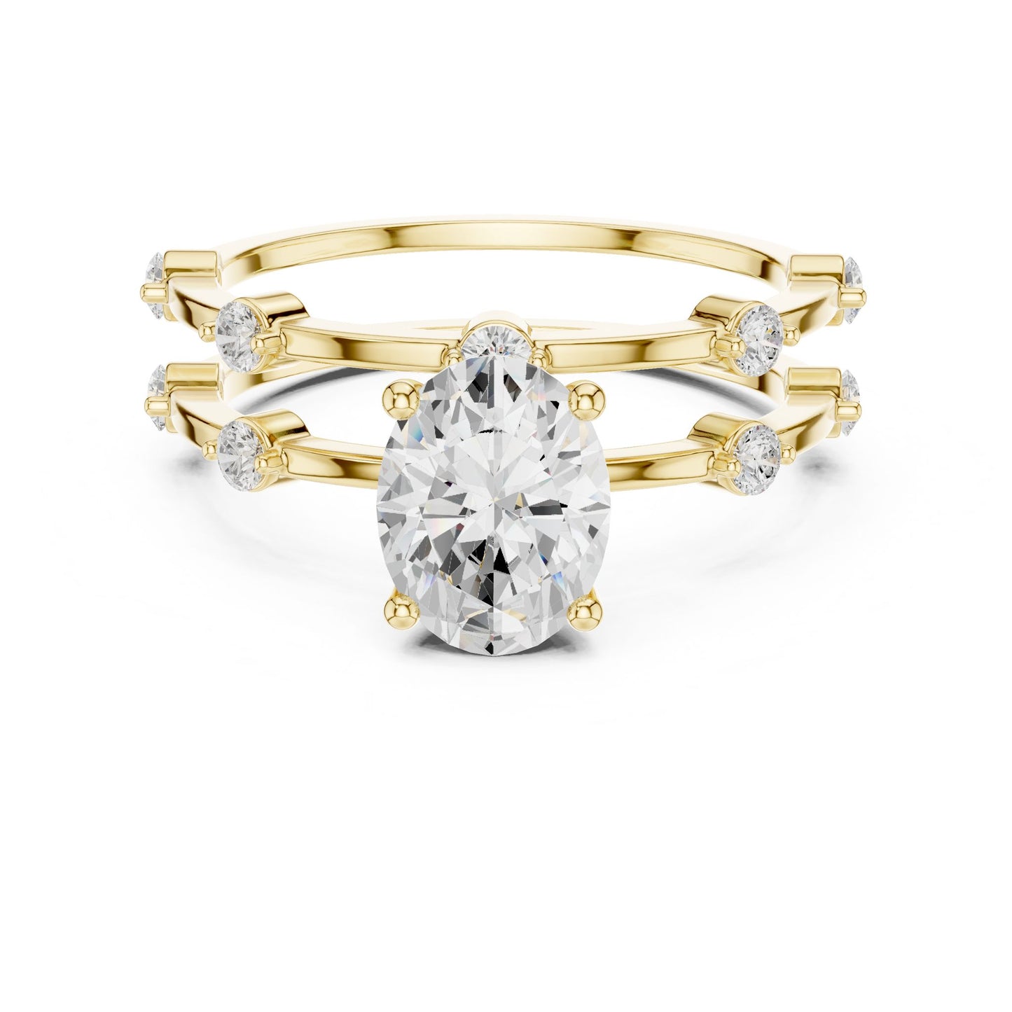 Women's Oval Lab Grown Diamond Side-Stone Ring