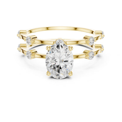 Women's Oval Lab Grown Diamond Side-Stone Ring