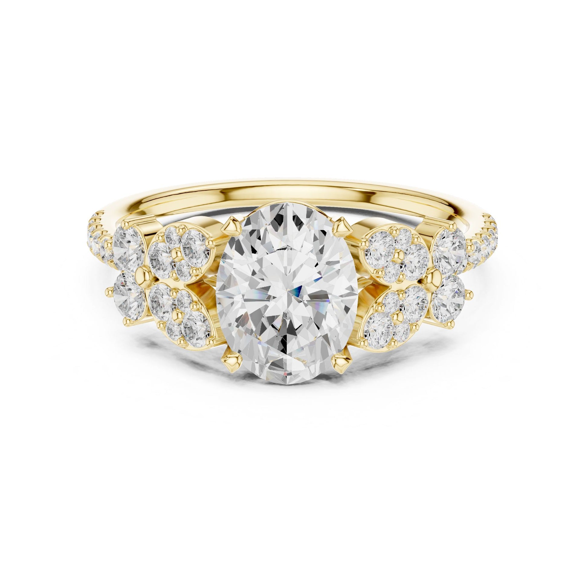 Oval Lab Grown Diamond Side-Stone Engagement Ring