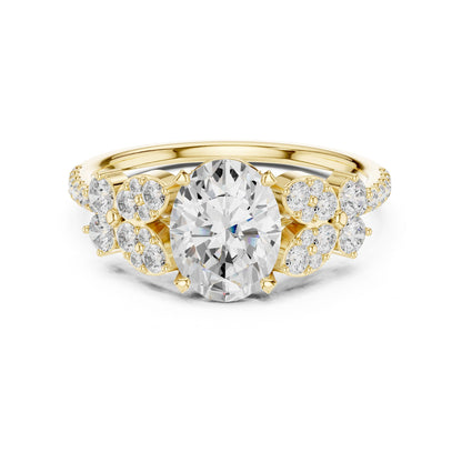 Oval Lab Grown Diamond Side-Stone Engagement Ring