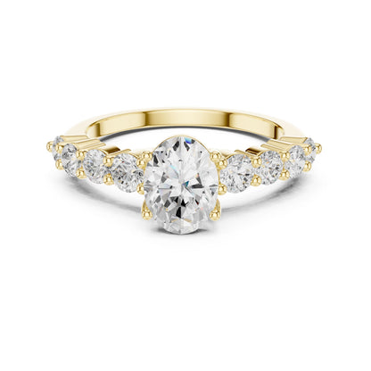 Oval Lab Grown Diamond Side-Stone Engagement Ring