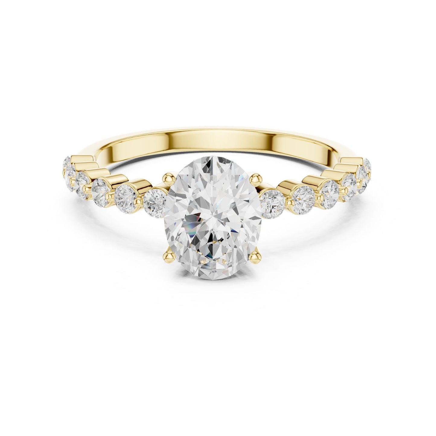 Oval Lab Grown Diamond Side-Stone Engagement Ring