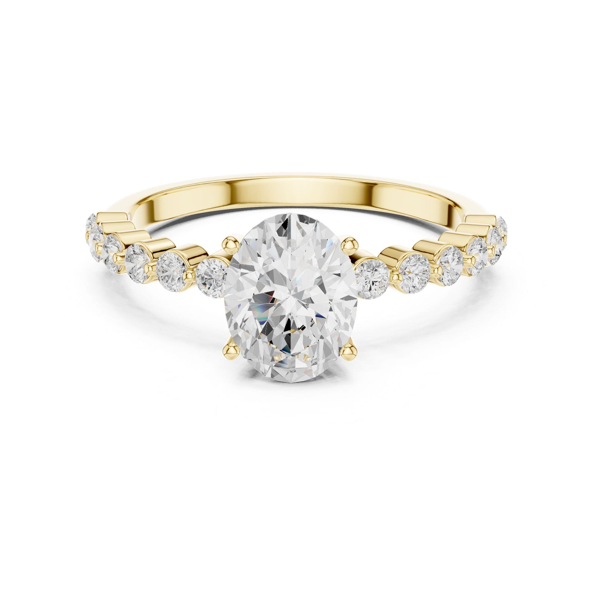 Oval Lab Grown Diamond Side-Stone Engagement Ring