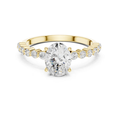 Oval Lab Grown Diamond Side-Stone Engagement Ring