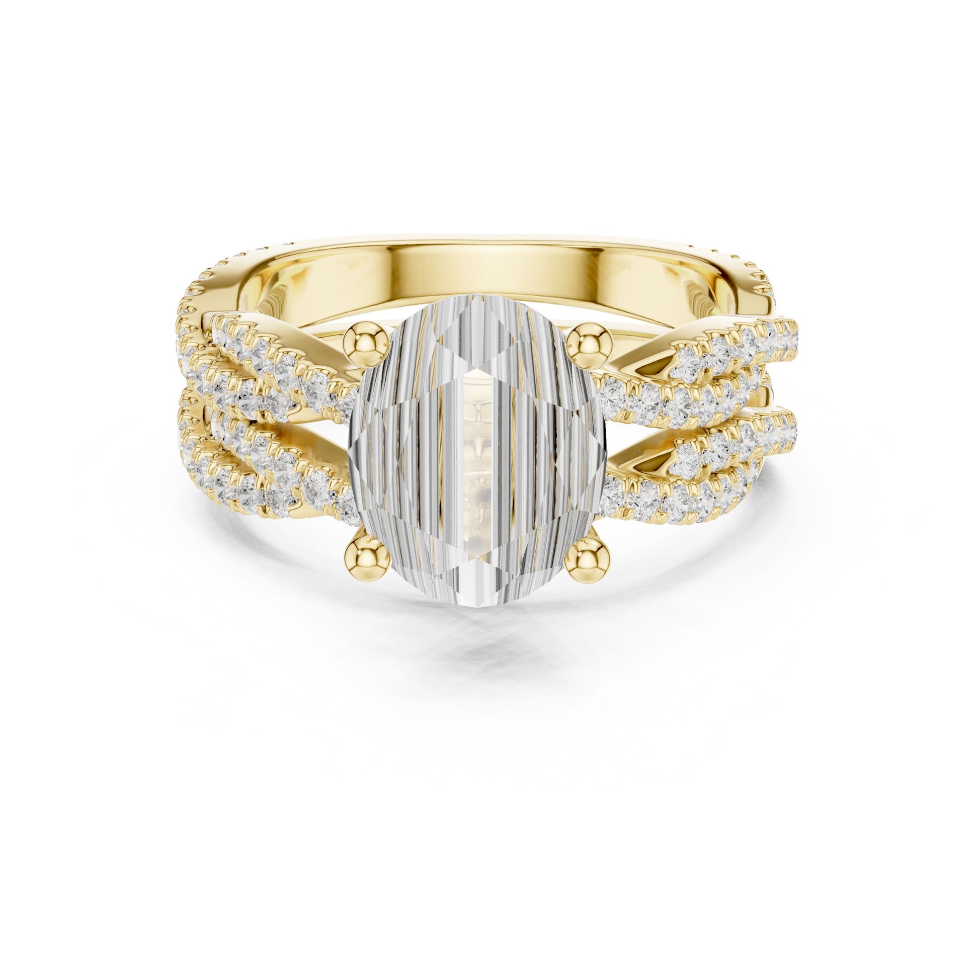 Oval Lab Grown Diamond Side-Stone Engagement Ring