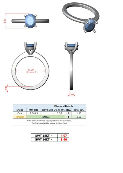 Oval Lab Grown Diamond Solitaire Engagement Ring