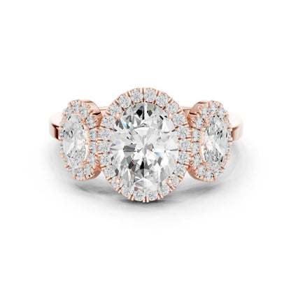 Oval Lab Grown Diamond Three-Stone Engagement Ring