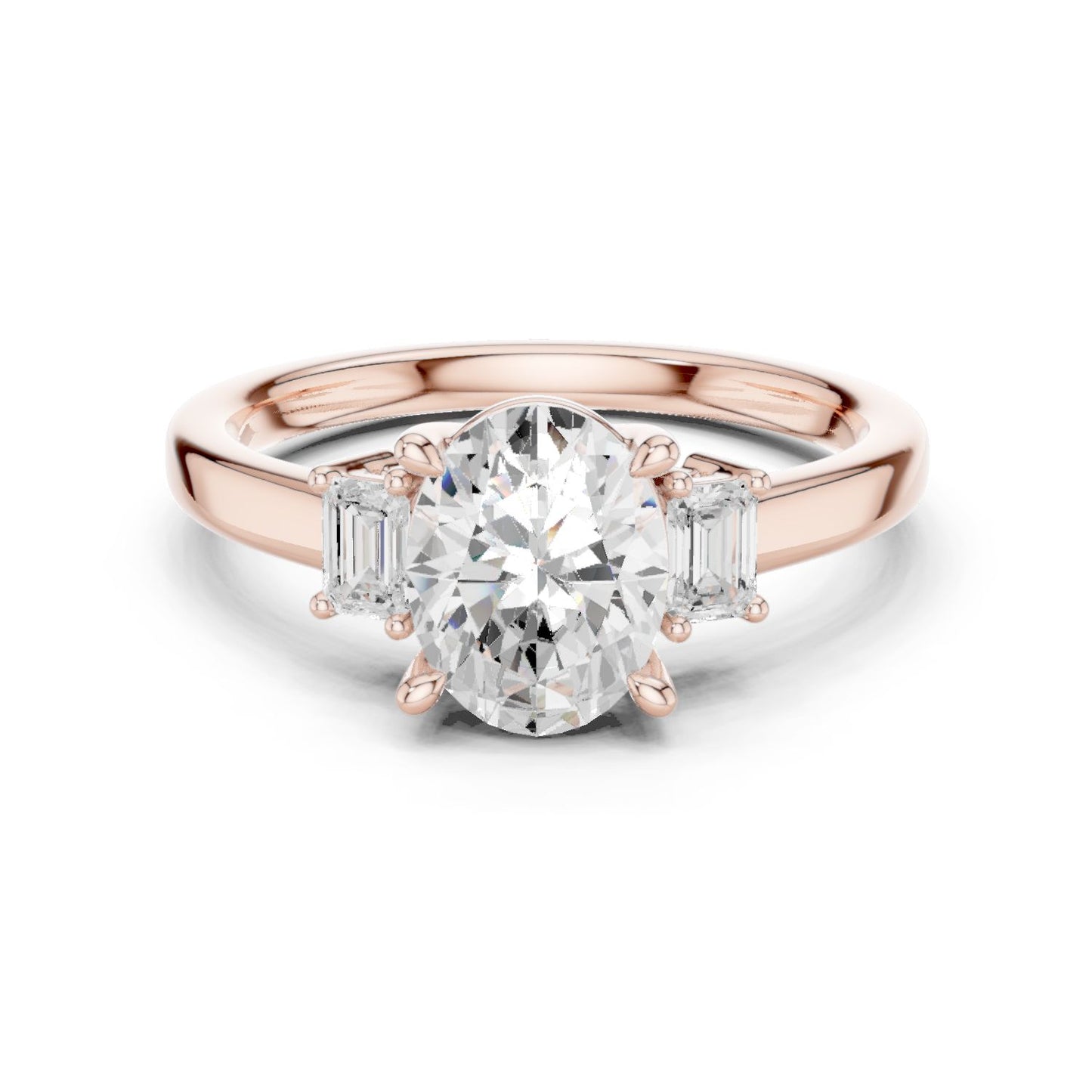Oval Lab Grown Diamond Three-Stone Engagement Ring