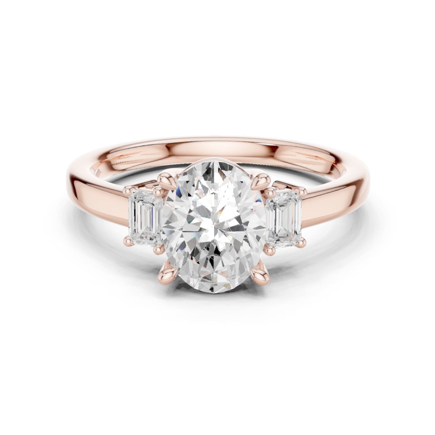 Oval Lab Grown Diamond Three-Stone Engagement Ring