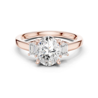 Oval Lab Grown Diamond Three-Stone Engagement Ring