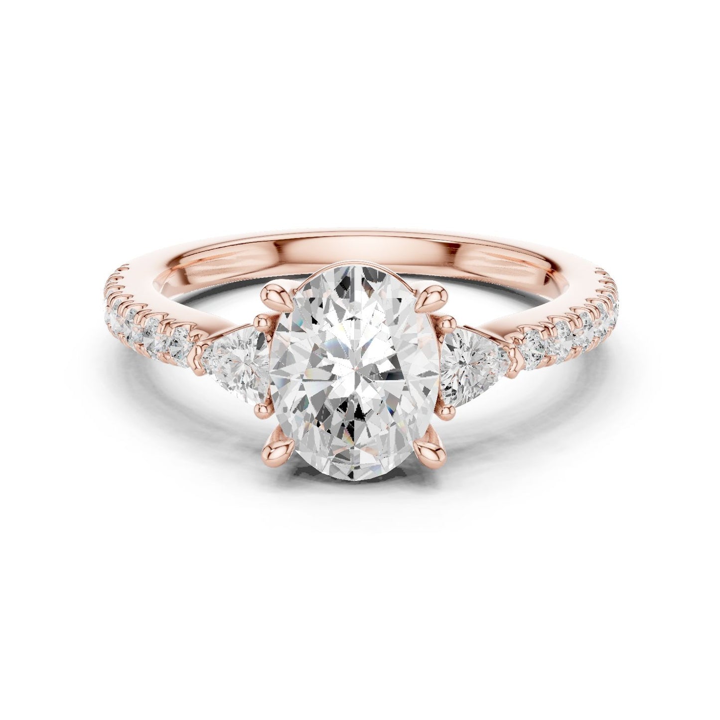 Oval Lab Grown Diamond Three-Stone Engagement Ring