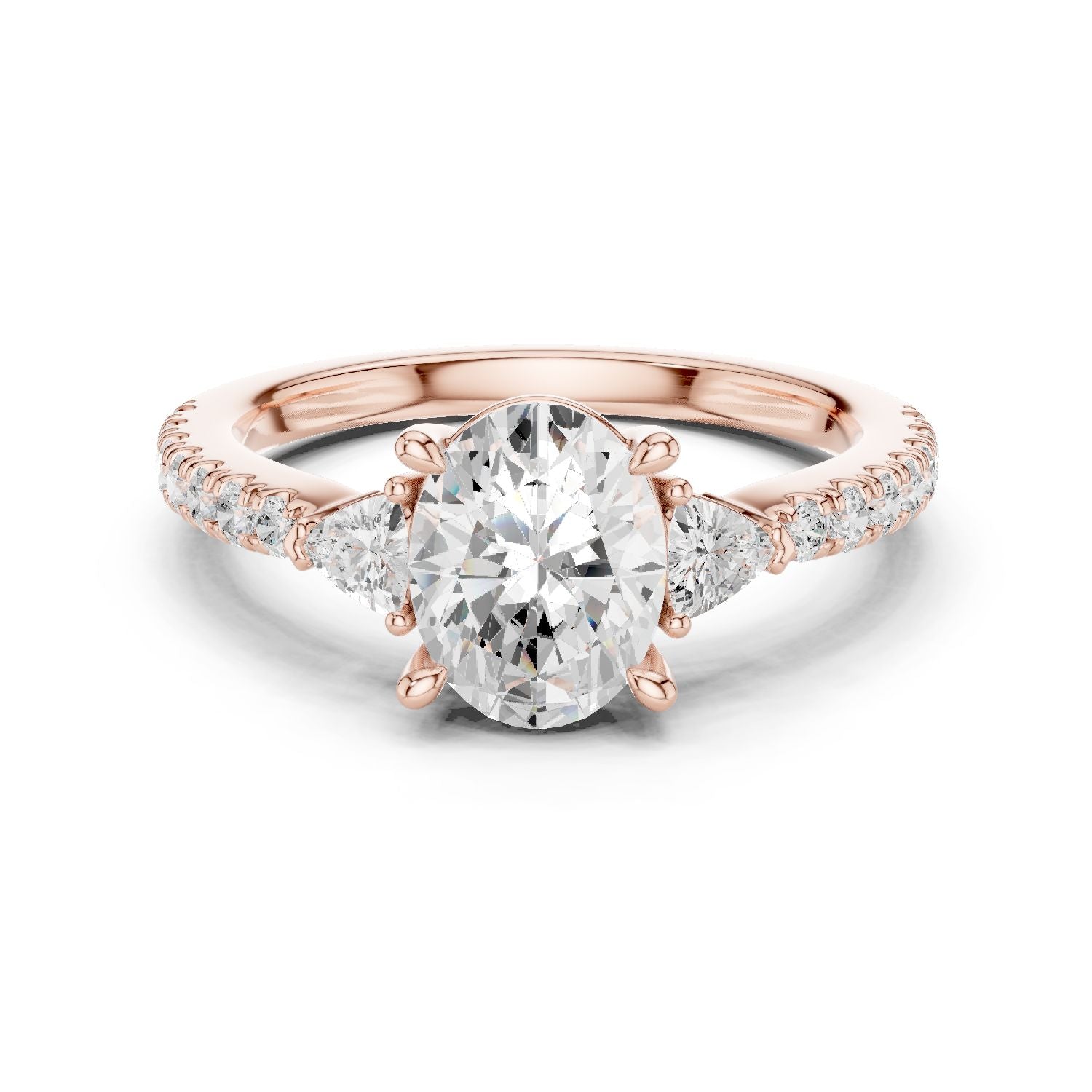 Oval Lab Grown Diamond Three-Stone Engagement Ring