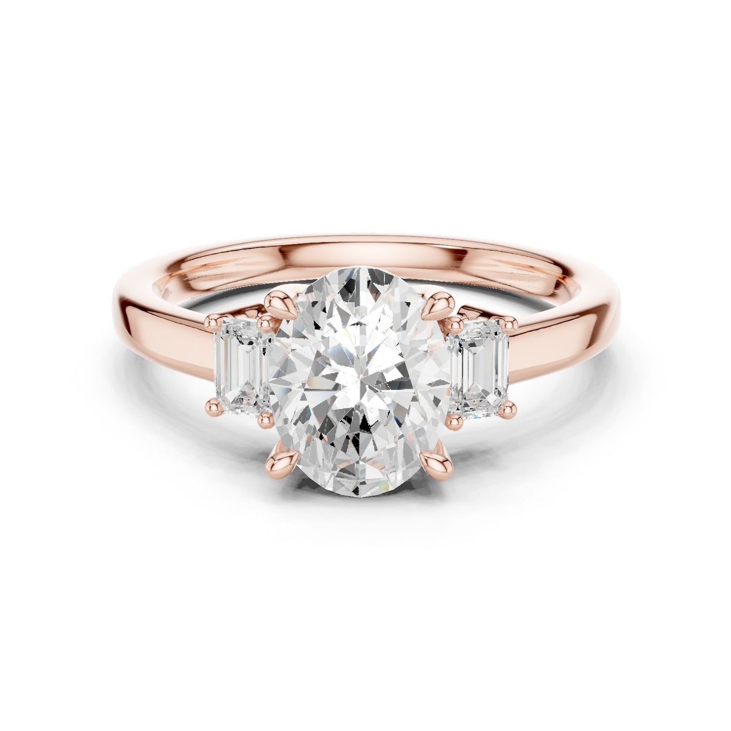 Oval Lab Grown Diamond Three-Stone Engagement Ring