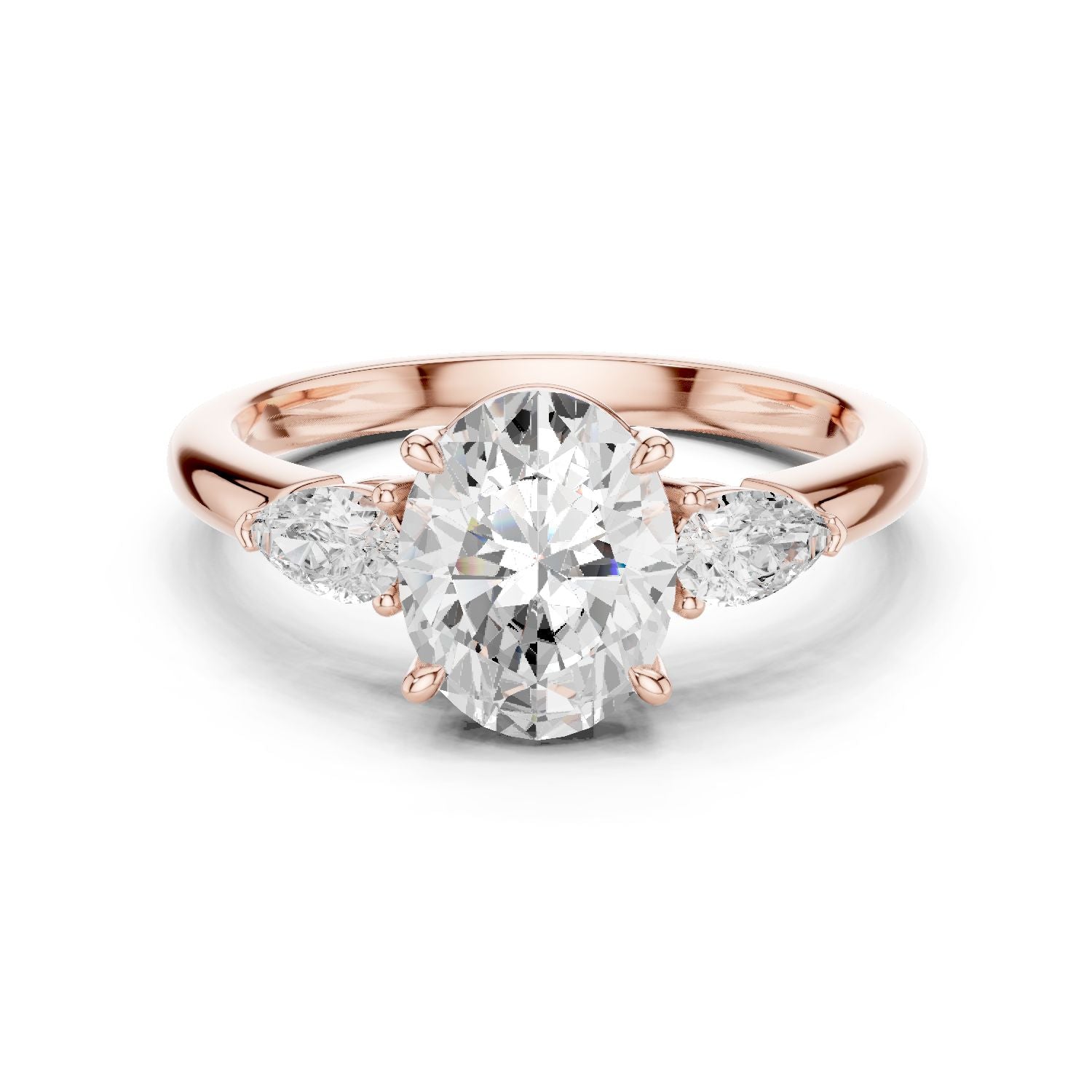 Oval Lab Grown Diamond Three-Stone Engagement Ring