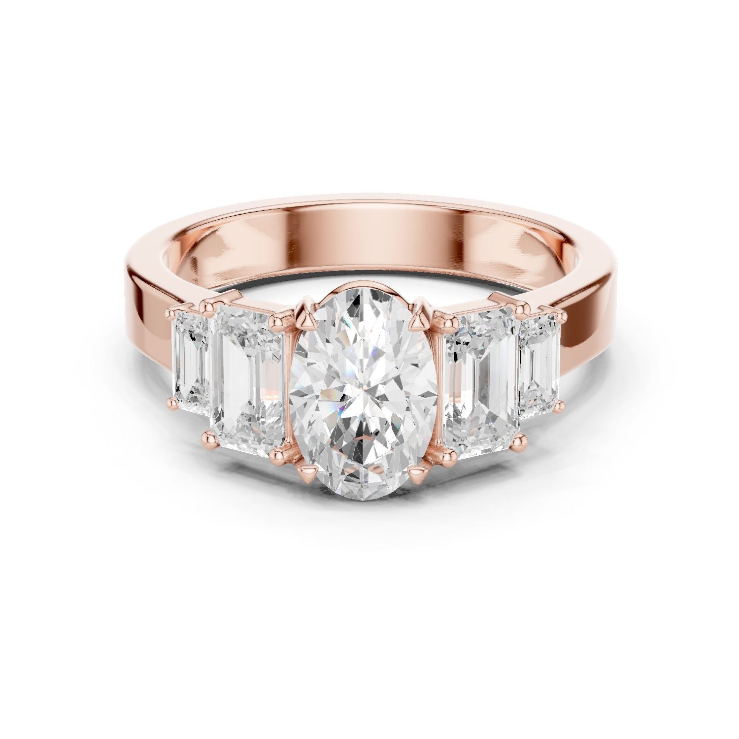 Oval Lab Grown Diamond Three-Stone Engagement Ring