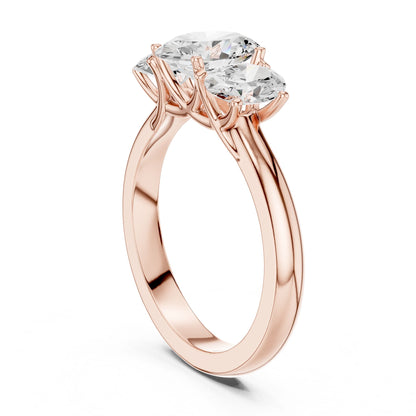Oval Lab Grown Diamond Three-Stone Engagement Ring