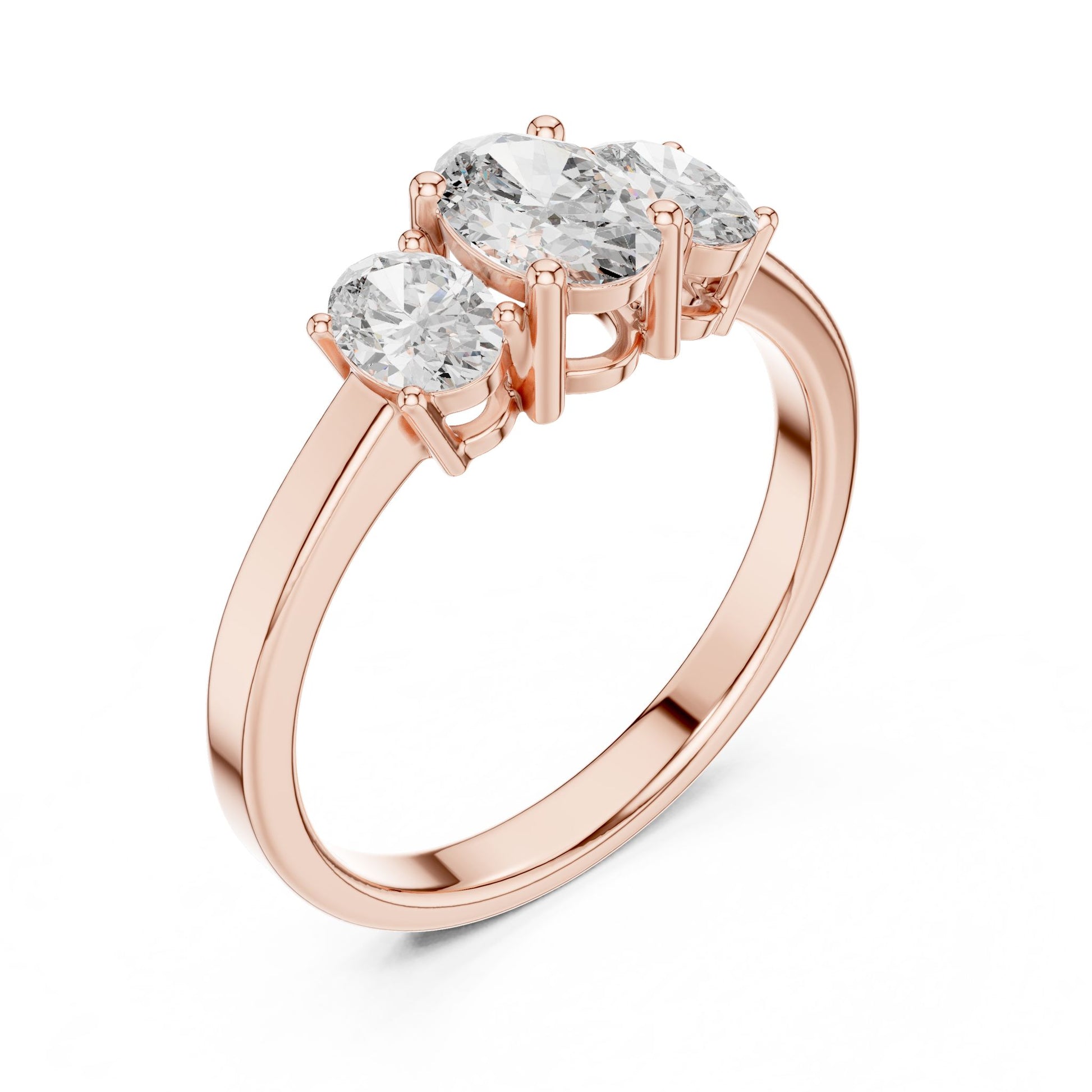 Oval Lab Grown Diamond Three-Stone Engagement Ring